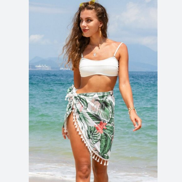 Maeve Tropical Print Tassel Sarong - Picture 1 of 3